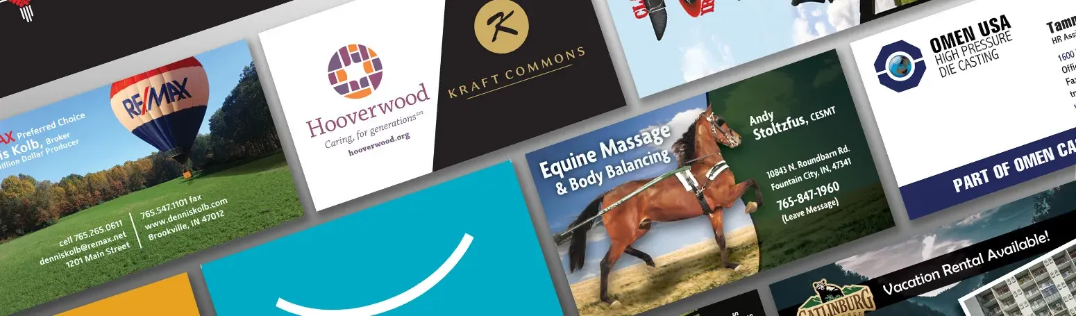 Business cards printed by Commercial Printing Services for regional clients